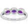 Amethyst Three-Stone Ring In Platinum Over Sterling Silver