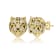 Clear Cubic Zirconia, 14k Gold Plated over Sterling Silver Leopard Head
Stud Earrings