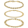 Set of 3 Gold-Tone Chain Bracelets
