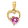 14k Yellow Gold Lab Created Pink Sapphire and Diamond Heart Pendant