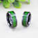 MATLAL Beveled Black Ceramic Ring with Emerald Green Carbon Fiber Inlay 8mm