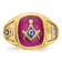 10K Yellow Gold Men's Enamel and Lab Created Ruby Blue Lodge Masonic Ring