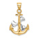14K Two-tone Gold  3D Anchor with Moveable Propeller Pendant