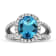 Blue Topaz and Diamond 14k White Gold Halo Split Shank Ring 4.00ctw