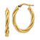 14k Yellow Gold Polished and Textured 1" Twisted Oval Hoop Earrings