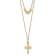 14K Yellow Gold Polished 2-Strand Diamond-cut Cross and Heart with
2-inch Extension Necklace