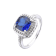 Blue Lab Created Sapphire Square Cushion Rhodium Over Sterling Silver
Solitaire Beaded Halo Ring