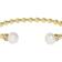 Freshwater Pearl And CZ Cuff Bangle In 18K Gold Over Bronze