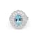 10x8mm Oval Aquamarine and White CZ Rhodium Over Sterling Silver Ring, 2.46ctw