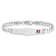 Rhodium Over 14k White Gold Medical Soft Diamond Shape Red Enamel Flat
Curb Link ID Bracelet