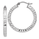 Rhodium Over Sterling Silver Diamond-cut 3x30mm Square Tube Hoop Earrings