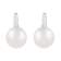 12-13mm White South Sea pearl earrings in 14k white gold with .17CT DTW
