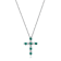 Green Lab Created Emerald Rhodium Over Sterling Silver Cross Necklace