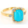 Turquoise With White Zircon And Yellow Diamond Ring In 18K Gold Over
Sterling Silver 0.13ctw
