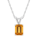 8x6mm Emerald Cut Citrine 14k White Gold Pendant With Chain