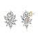 CZ Corsage Flower Cluster Stud Earrings In 14K Gold Over Sterling Silver
