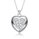 Pave CZ Heart Pendant Necklace In White Rhodium Over Brass