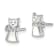 Rhodium Over Sterling Silver White Enamel Cat Children's Post Earrings