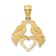 14K Yellow Gold Polished Diamond-cut Love Birds with Heart Pendant