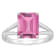 10x8mm Emerald Cut Pink Topaz Rhodium Over Sterling Silver Ring