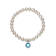Cultured Pearl And CZ Charm Stretch Bracelet In Sterling Silver 7-8mm