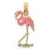 10K Yellow Gold 3D Pink Enameled Flamingo Charm