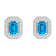 6x4mm Emerald Cut Blue Topaz 1/5 ctw Diamond Rhodium Over Sterling
Silver Halo Stud Earrings