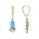 Turquoise And Multi-Blue Gemstone Dangle Earrings In Solid 10K Yellow Gold