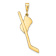 14K Two-tone Gold  Textured Polished Hockey Stick Pendant
