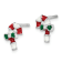 Rhodium Over Sterling Silver Enamel Candy Cane Post Earrings