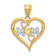 14K Two-tone Gold  Diamond-Cut Mom Heart Pendant
