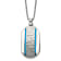 White Cubic Zirconia Stainless Steel  Blue IP-plated Men's Dog Tag
Pendant With Chain