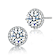 CZ Halo Stud Earrings In Sterling Silver