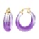 14K Yellow Gold Over Sterling Silver Painted Graduated Hoops in Purple
