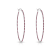 Red Cubic Zirconia, Slim Large Hoop Earrings
