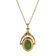 Yellow Base Metal Oval Jade Double Locket Necklace 28"