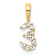 14k Yellow Gold Diamond Number 3 Pendant