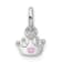 Rhodium Over Sterling Silver Pink Enameled Heart Crown Children's Pendant
