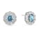 Round Blue Topaz with Moissanite Accents Rhodium Over Sterling Silver
Halo Earrings