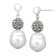 White Freshwater Pearl with White Crystal Accents Sterling Silver
Necklace and Earrings Set
