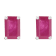 6x4mm Emerald Cut Ruby 14k White Gold Stud Earrings
