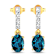 1.40ctw 14K Yellow Gold London Blue Topaz and White Diamond Halo Earrings