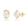 White Freshwater Pearl with 0.14ctw Diamond 14K Yellow Gold Stud Earrings