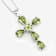Green Peridot Rhodium Over Sterling Silver Cross Pendant With Chain