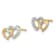 14k Two-tone Polished Textured Intertwined Hearts Stud Earrings