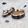 STEPHEN Rose Gold Plated Black Titanium Flat Brushed Wedding Ring With
Beveled Polished Edges 8mm