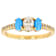 Diamond Simulant, Turquoise, 3-Stone Ring In 18K Gold Over Sterling
Silver 0.81ctw