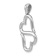 Rhodium Over 14k White Gold 3D Solid Double Hanging Hearts Pendant