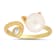 White Cubic Zirconia and 8mm Cultured Freshwater Pearl 14k Yellow Gold
Over Silver Cat Ring 0.10ctw