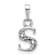 Rhodium Over 10k White Gold Accent Diamond Letter S Initial Pendant